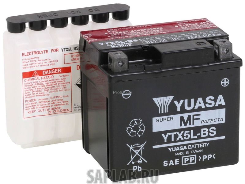 Купить YUASA YTX5LBS Аккумулятор Yuasa YTX5L-BS 12В 4Ач 80CCA 114x71x106 мм Обратная (-+)