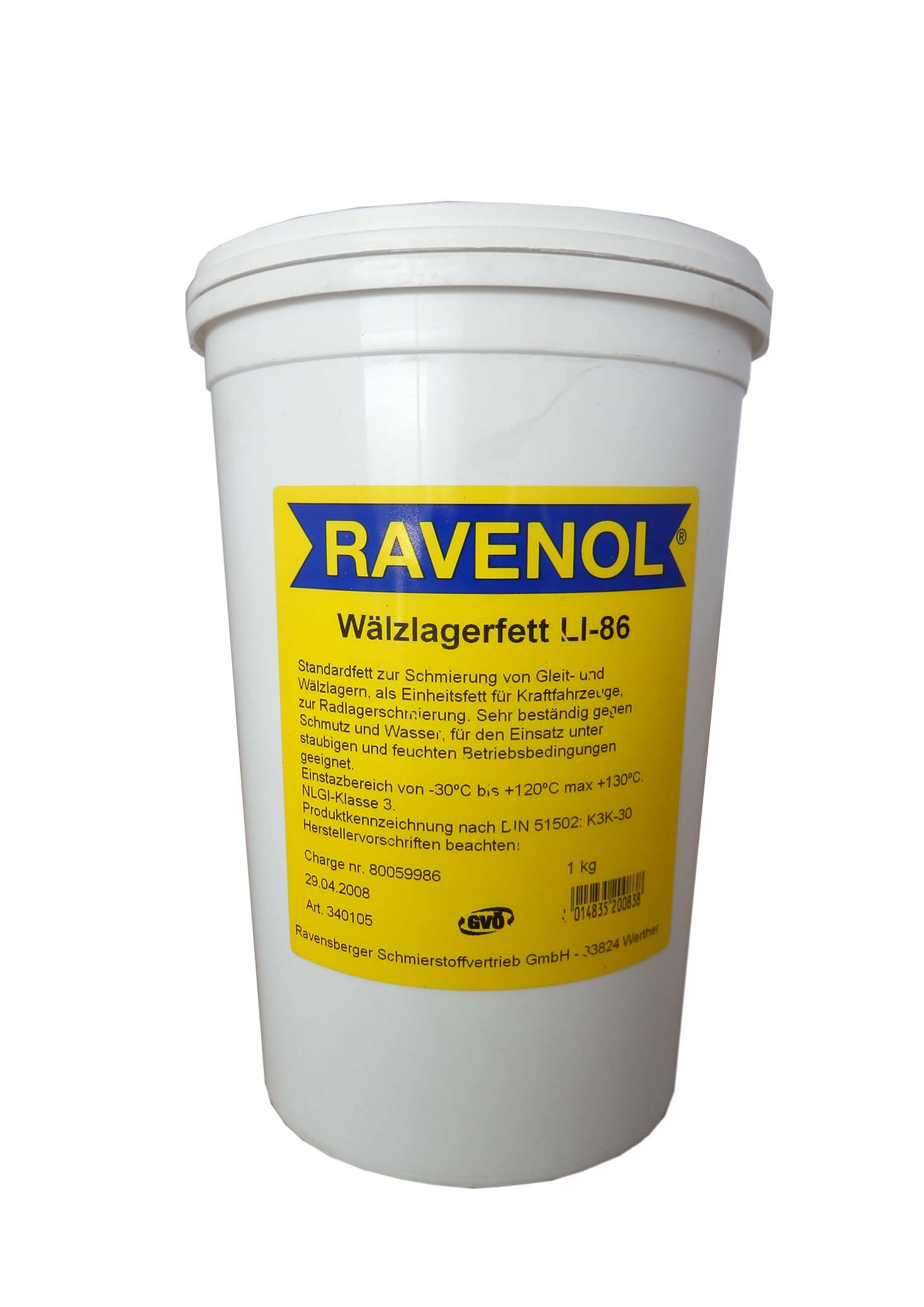 Купить Ravenol 4014835200838 Смазка Waelzlagerfett LI-86 ( 1кг)